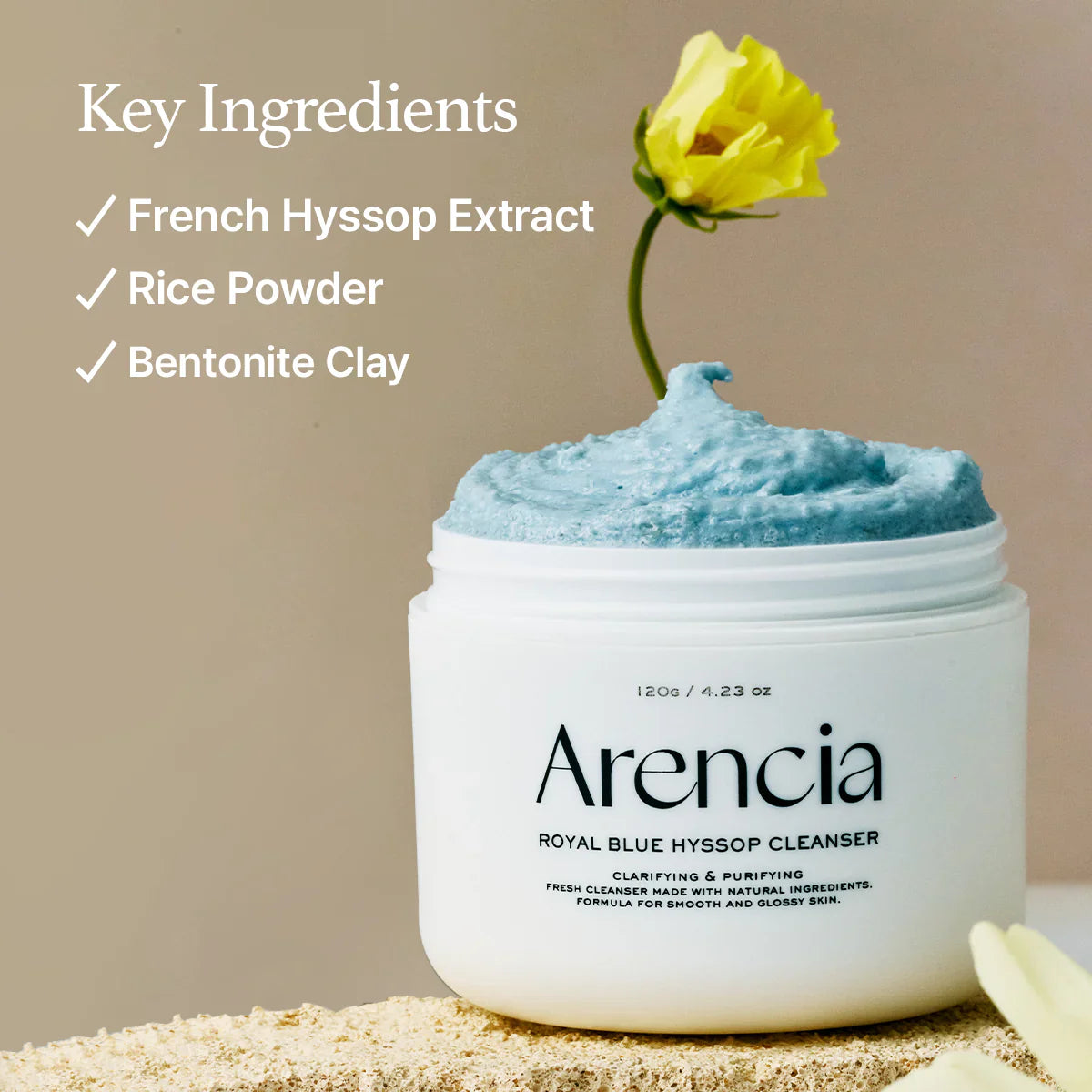 Arencia Blue Hyssop Rice Mochi Cleanser